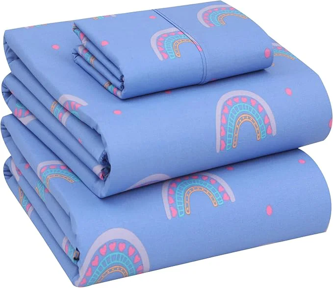 Excellent RUVANTI Cotton Sheets – Twin Size Percale Bedding Cooling amp Breathable Floral Design Durable with a Crisp Soft amp Comfortable Feel 16 quot Deep Pocket 3-Piece Set Baby Rainbow Eco-Friendly