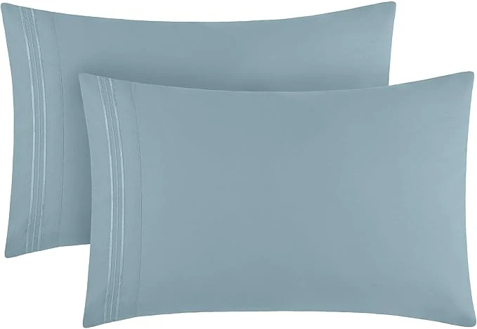 Original Design Mellanni Pillow Cases – Luxury Extra Soft Cooling Pillow Covers – 2 PC Iconic Collection Pillowcases – Envelope Closure Standard Queen 20 quot x30 quot Spa Blue Sophisticated