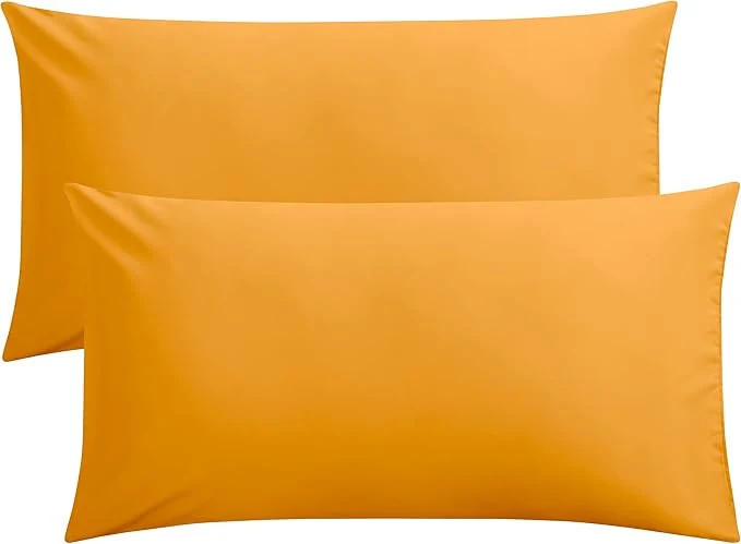 Trusted FLXXIE King Pillow Cases Set of 2 Soft Microfiber Pillow Covers with Envelope Closure Wrinkle Fade and Stain Resistant Pillowcases 20×36 Ginger Yellow Enhanced