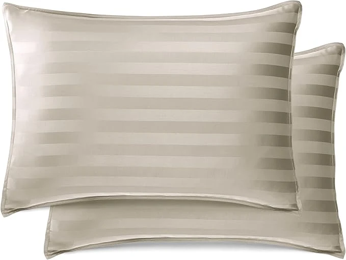 Contemporary Queen Pillowcases by Pure Bamboo Organic Viscose Derived from Bamboo Luxuriously Soft amp Cooling Double Stitching Envelope Closure 2 Queen Pillowcases Jacquard Sand Prestigious