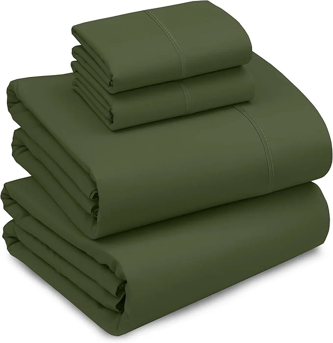 Luxury RUVANTI Cotton Sheets – Full Size Percale Bedding Cooling amp Breathable Durable with a Crisp Soft amp Comfortable Feel 16 quot Deep Pocket 4-Piece Set Chive Original Design