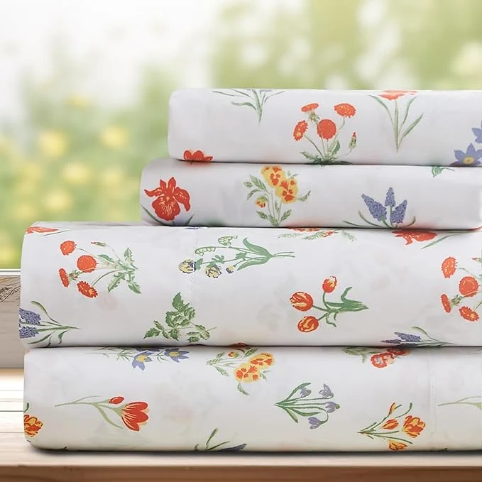 Contemporary DREAMCARE Queen Size Sheets – Cooling Bed Sheets – 4pcs Set – Queen Sheet Set – Sheets Queen Size Bed – Queen Size Sheet Sets – Soft amp Long Lasting Fine Brushed Floral Sheets – Multi Floral Comfortable