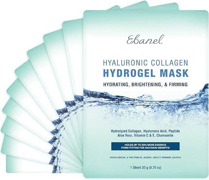 Secure Ebanel 10 Pack Hydrogel Collagen Face Mask Eco-Friendly