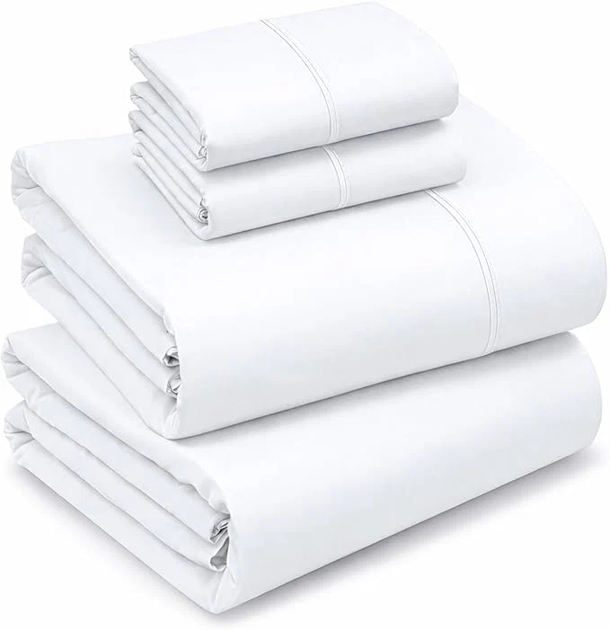 Efficient RUVANTI Cotton Sheets – King Size Percale Bedding Cooling amp Breathable Durable with a Crisp Soft amp Comfortable Feel 16 quot Deep Pocket 4-Piece Set Bright White Premium