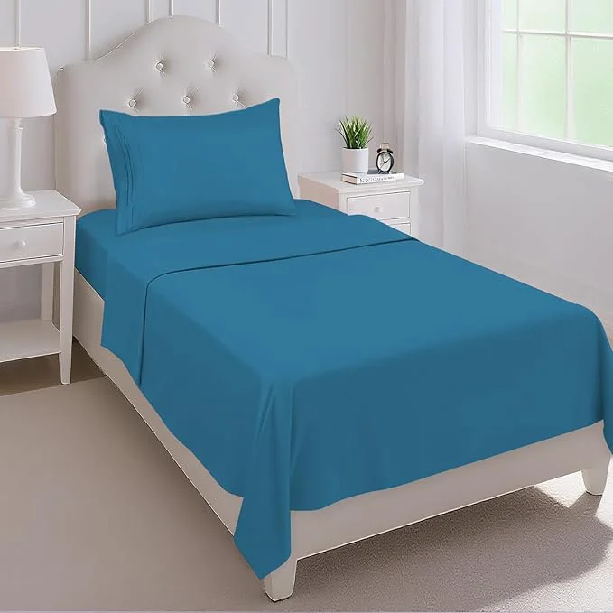 Enhanced Mejoroom Twin Sheet Set – Hotel Collection Twin Sheets – Bedding Sheets amp Pillowcases with Deep Pocket Fitted Sheet Breathable Wrinkle amp Fade Resistant – 3 Piece Peacock Blue Fashionable