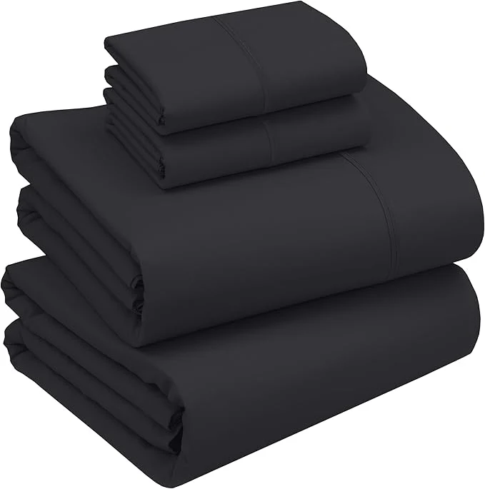 Refined RUVANTI Cotton Sheets – California King Percale Bedding Cooling amp Breathable Durable with a Crisp Soft amp Comfortable Feel 14 quot Deep Pocket 4-Piece Set Jet Black Environmentally Friendly