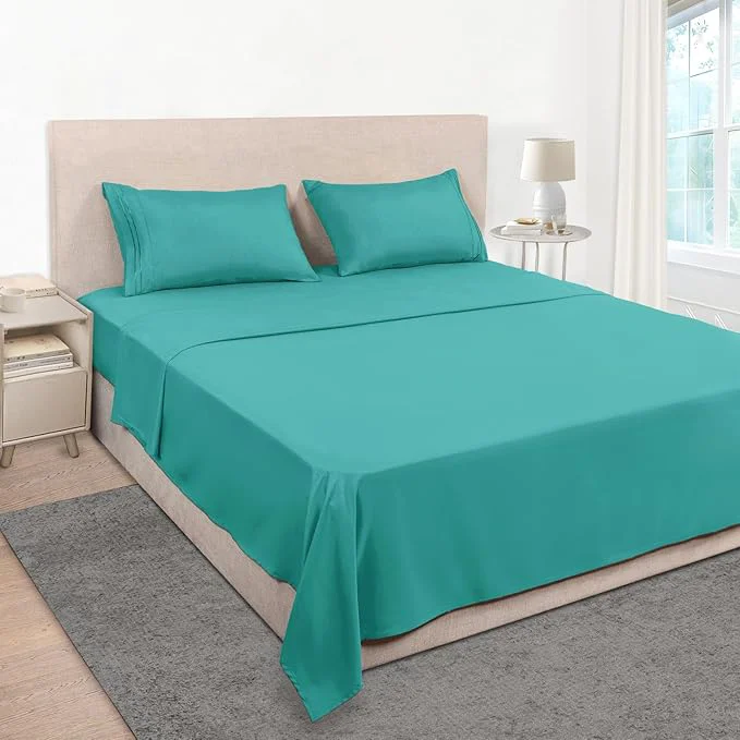 Exceptional Mejoroom Full Size Sheet Set – Extra Soft Luxury Brushed Microfiber Sheets with 16 Inch Deep Pocket – Soft Breathable Wrinkle Fade amp Stain Resistant- 4 Piece Full Teal Original Design