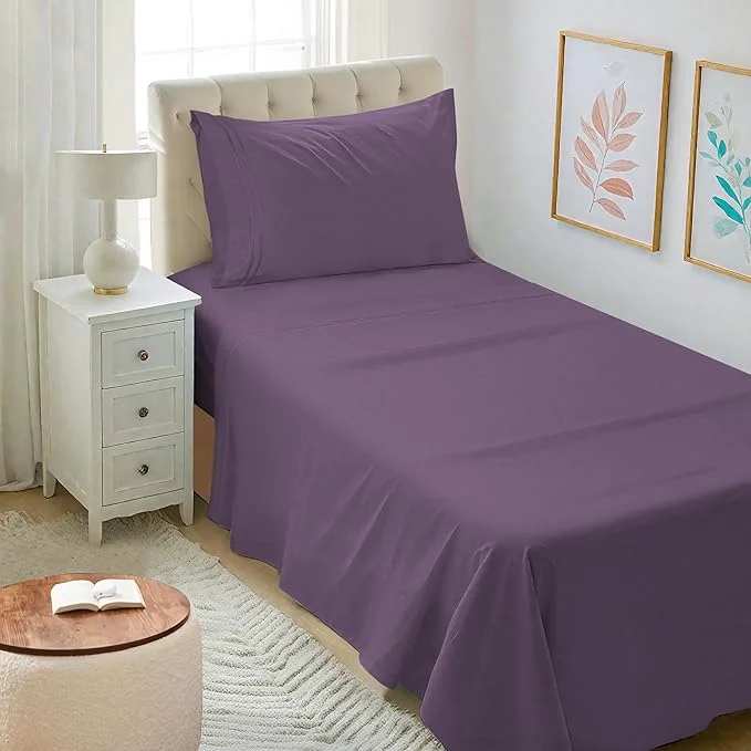 Innovative Mejoroom Twin XL Sheet Set – Hotel Luxury Microfiber Sheet amp Pillowcase Sets Fits College Dorm Room Mattress – Soft Breathable Wrinkle amp Fade Resistant – 3 Piece Purple Easy-to-Use