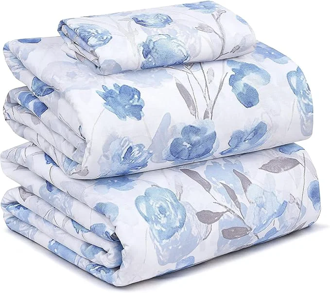 Convenient RUVANTI Cotton Sheets – Twin XL Size Percale Bedding Cooling amp Breathable Floral Design Durable with a Crisp Soft amp Comfortable Feel 16 quot Deep Pocket 3-Piece Set Monotones Secure