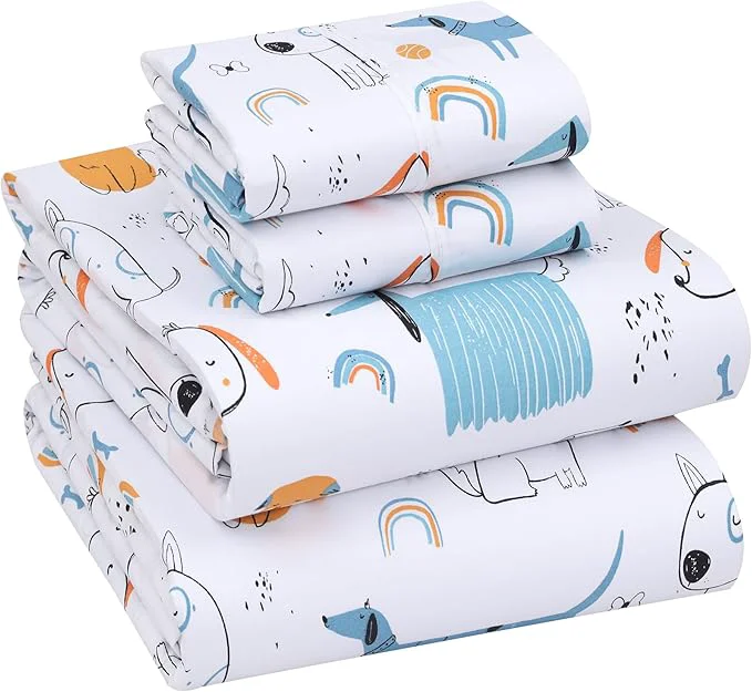 Practical RUVANTI Cotton Sheets – Queen Size Percale Bedding Cooling amp Breathable Floral Design Durable with a Crisp Soft amp Comfortable Feel 16 quot Deep Pocket 4-Piece Set Puppy Me Reusable