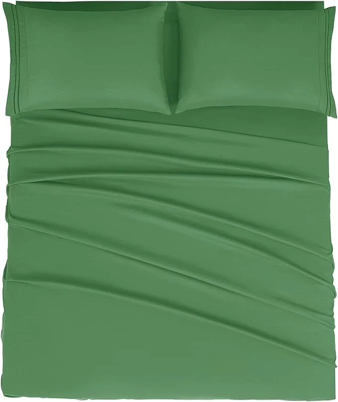 First-Class Mejoroom King Size Bed Sheet Set – Hotel Luxury 1800 Bedding Sheets amp Pillowcases – 16 quot Deep Pocket Fitted Sheet Soft Breathable Wrinkle amp Fade Resistant – 4 Piece King Calla Green Specialty