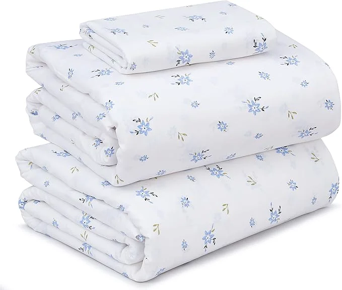 RUVANTI Cotton Sheets – Twin Size Percale Bedding Cooling amp Breathable Floral Design Durable with a Crisp Soft amp Comfortable Feel 16 quot Deep Pocket 3-Piece Set Phulkari Crafted
