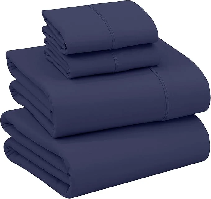 Superior RUVANTI Cotton Sheets – California King Percale Bedding Cooling amp Breathable Durable with a Crisp Soft amp Comfortable Feel 14 quot Deep Pocket 4-Piece Set Crown Blue
