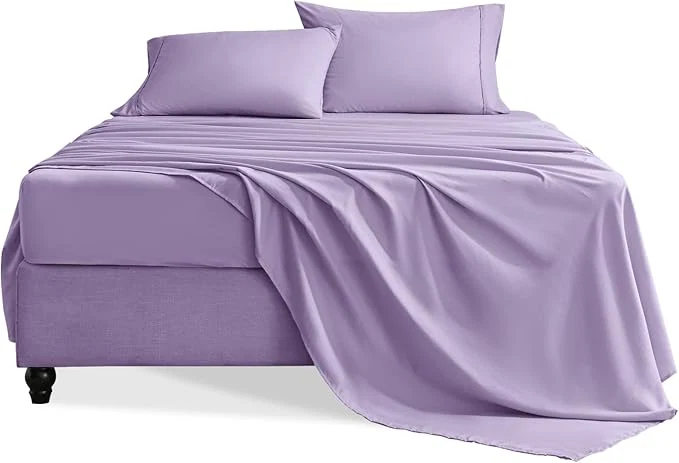Reliable Full Size Bed Sheets Set 4 Pieces Hotel Luxury Soft Microfiber Bed Sheets Set Up to 16 quot Deep Pockets Oeko-Tex Sheets with Elastic Breathable Wrinkle Purple Full Verified