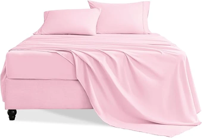 Enhanced Twin Sheets Set 3 Pieces Hotel Luxury Soft Microfiber Bed Sheets Set Up to 16 quot Deep Pockets Oeko-Tex Sheets with Elastic Breathable Wrinkle Light Pink Twin User-Friendly