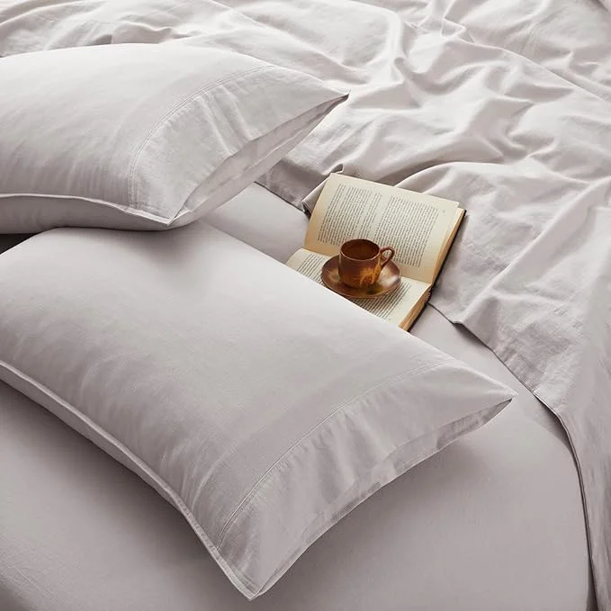 High-Quality 4Pcs Organic Linen Sheets King Size French Linen from Normandy Tear-Resistant Natural Linen King Sheet Set with 16 Inch Deep Pocket 1 Flat Sheet 1 Fitted Sheet 2 Pillowcases Reliable