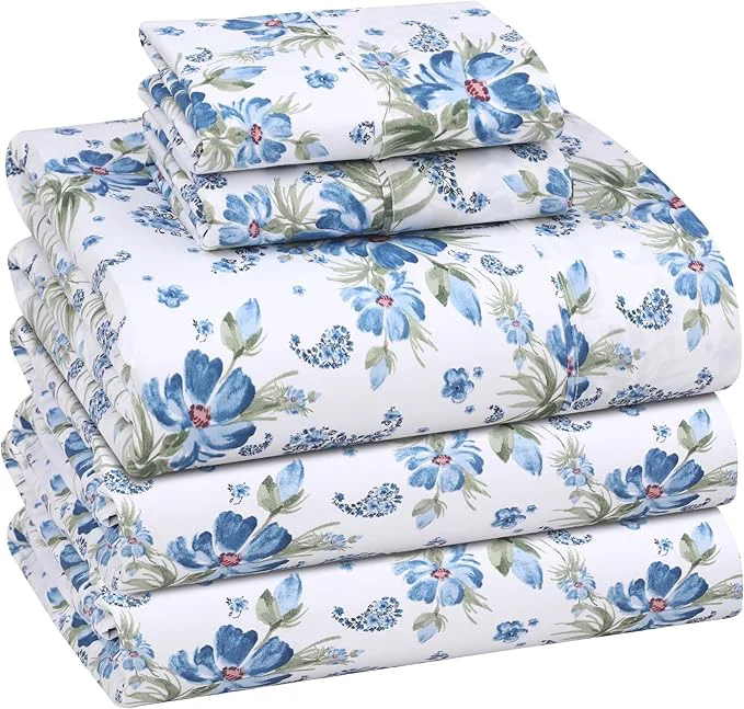 Optimized RUVANTI Cotton Sheets – Split King Size Percale Bedding Cooling amp Breathable Floral Design Durable with a Crisp Soft amp Comfortable Feel 16 quot Deep Pocket 5-Piece Set Paislyona Excellent