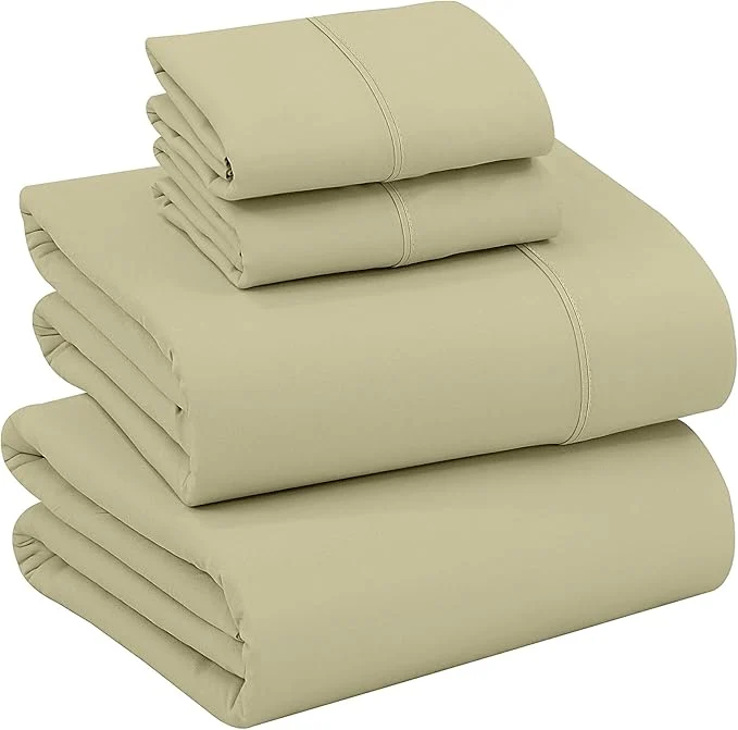 Eco-Friendly RUVANTI Cotton Sheets – Full Size Percale Bedding Cooling amp Breathable Durable with a Crisp Soft amp Comfortable Feel 16 quot Deep Pocket 4-Piece Set Sage Green High-Quality