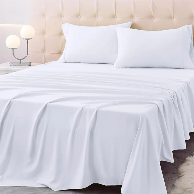 Green Twin XL Size Bed Sheet Set – 3 Piece Soft Microfiber Sheets with Deep Pockets Cooling Technology and Wrinkle- Pillowcase. Hotel-Quality Durable Bedding Brilliant White Authentic