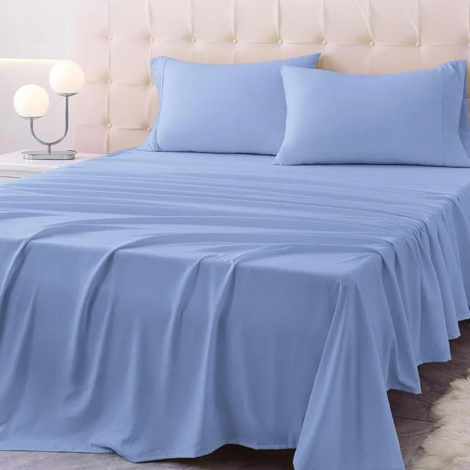 Exclusive Twin XL Size Bed Sheet Set – 3 Piece Soft Microfiber Sheets with Deep Pockets Cooling Technology and Wrinkle- Pillowcase. Hotel-Quality Durable Bedding Chambray Blue Exceptional
