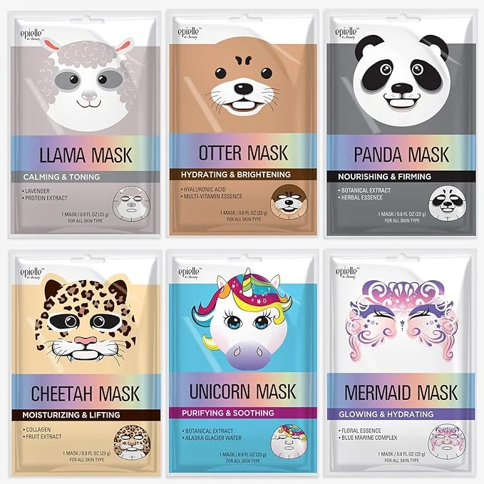 Green Epielle Character Face Mask Mystical Safari 6 Pack Fun Effective Korean Skin Proven