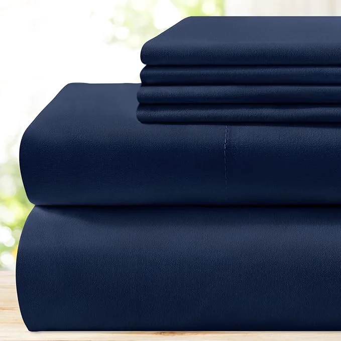 Reliable BYSURE 6 Pieces Bed Sheets Set King Blue Navy – Hotel Luxury Super Soft 1800 Thread Count Microfiber Sheets with Deep Pockets Wrinkle amp Fade Resistant Elite