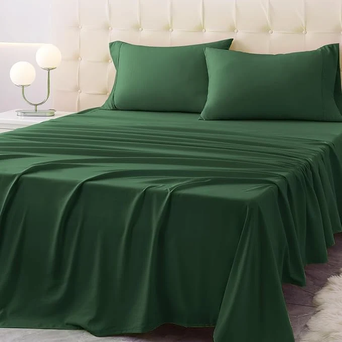 Organic Queen Size Bed Sheet Set – 4 Piece Soft Microfiber Sheets with Deep Pockets Cooling Technology and Wrinkle- Pillowcase. Hotel-Quality Durable Bedding Eden Green Effective