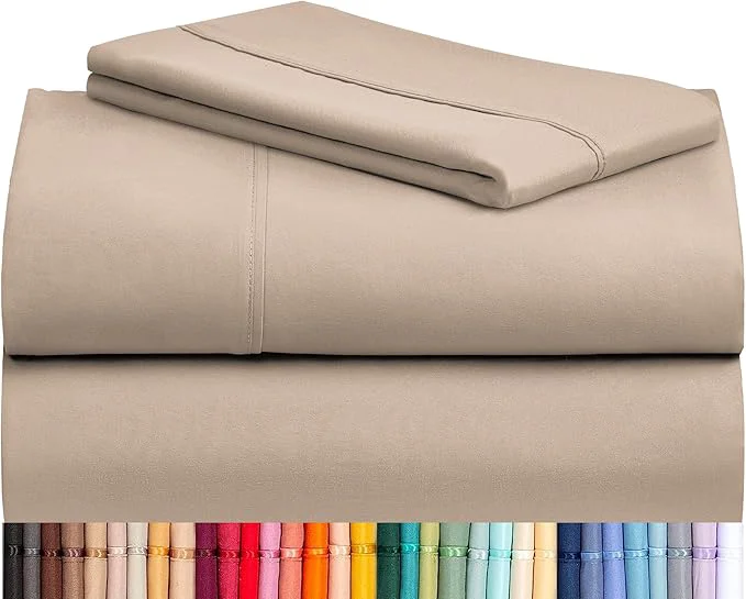 Verified LuxClub Twin Sheets – Soft Bed Sheets for Kids 3 PC Deep Pockets 18 quot Eco Friendly Wrinkle Fitted Sheets Machine Washable Hotel Bedding Silky Soft – Light Khaki Elegant