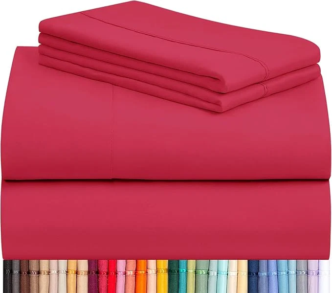 Sustainable LuxClub 4 PC Sheet Set Bed Sheets Deep Pockets 16 quot Eco Friendly Wrinkle Cooling Machine Washable Hotel Bedding Silky Soft – Red Queen Healthy