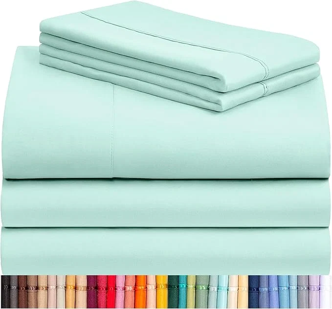 Breathable LuxClub 5 PC Sheet Set Bed Sheets Deep Pockets 16 quot Eco Friendly Wrinkle Cooling Machine Washable Hotel Bedding Silky Soft – Aquamarine Split King Premium Material