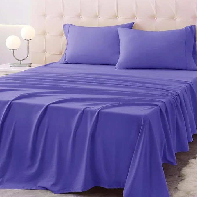 High-Quality King Size Bed Sheet Set – 4 Piece Soft Microfiber Sheets with Deep Pockets Cooling Technology and Wrinkle- Pillowcase. Hotel-Quality Durable Bedding Very Peri Environmentally Friendly