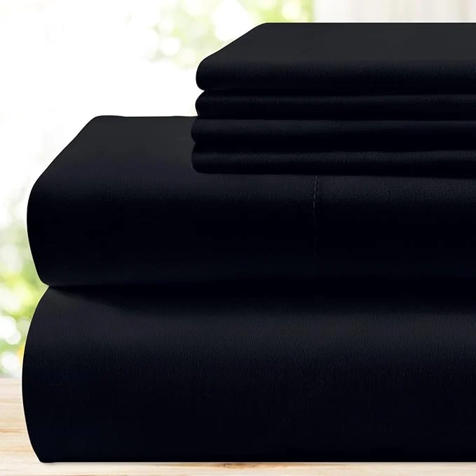 Durable BYSURE 6 Pieces Bed Sheets Set King Black – 1800 Thread Count Super Soft Microfiber Sheets with Deep Pockets Wrinkle amp Fade Resistant Bedding Elite