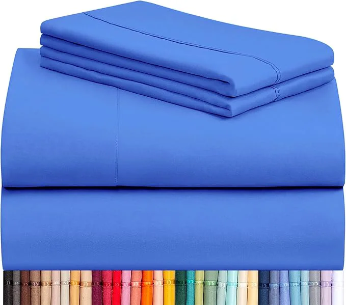 Casual LuxClub 4 PC Sheet Set Bed Sheets Deep Pockets 16 quot Eco Friendly Wrinkle Cooling Machine Washable Hotel Bedding Silky Soft – Marine Blue Full Reliable