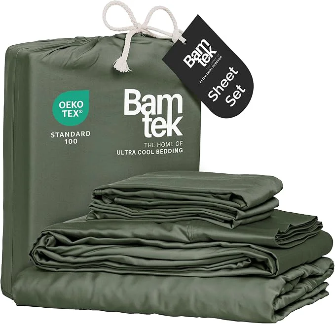 Sophisticated Viscose Bamboo Bed Sheets Full Sizes 4PC Set – Cooling Bedding for Hot Sleepers with Moisture Wicking Technology – Silky Soft 16 Inch Deep Pocket – Moss 54 quot x75 quot Artisan