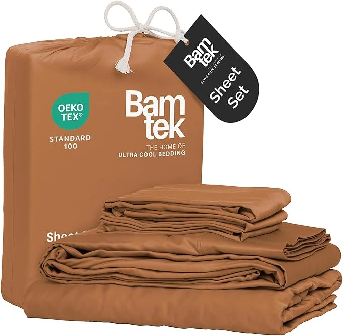 Exceptional Viscose Bamboo Twin XL Sheets 3PC Set – Extra Long – Cooling Bedding for Hot Sleepers with Moisture Wicking Technology – Silky Soft 16 Inch Deep Pocket Almond – 38 quot x 80 quot Reliable
