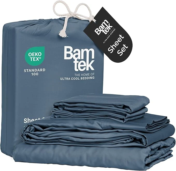 Lightweight Viscose Bamboo Sheets – Cal King Sheet Set 4PC – Cooling Sheets for Hot Sleepers with Moisture Wicking Technology – Silky Soft 18 Inch Deep Pocket – Storm 72 quot x84 quot Traditional