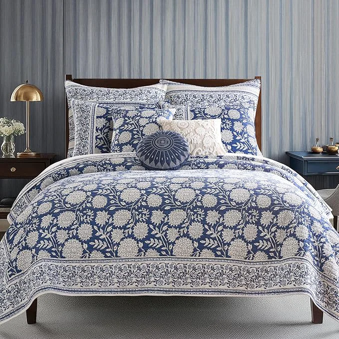 Superior Levtex Home Adare Denim Reversible Full Queen Quilt Set Reusable