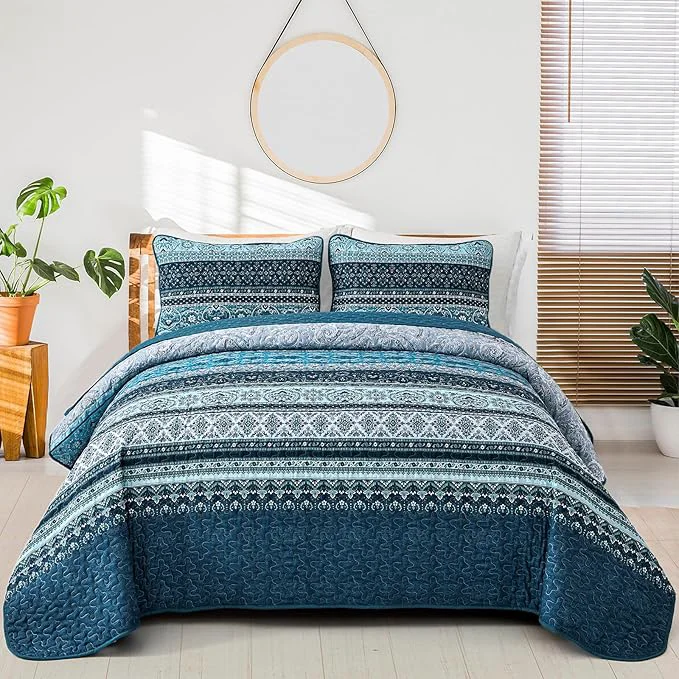 Proven WONGS BEDDING Boho Quilt Set Full Size Lightweight Microfiber Bed Decor Effective