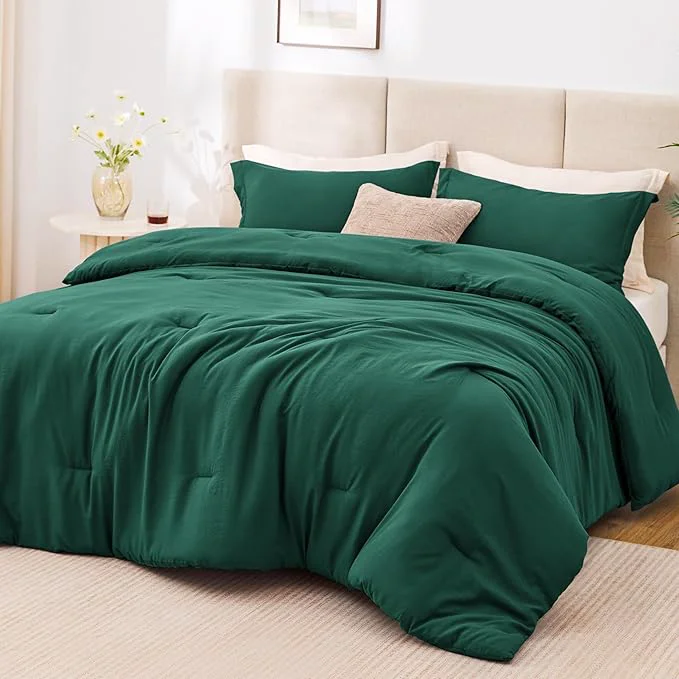 Elegant Love’s cabin Dark Green Twin Twin XL Comforter Set 2-Piece Prewashed Bed Set Pure