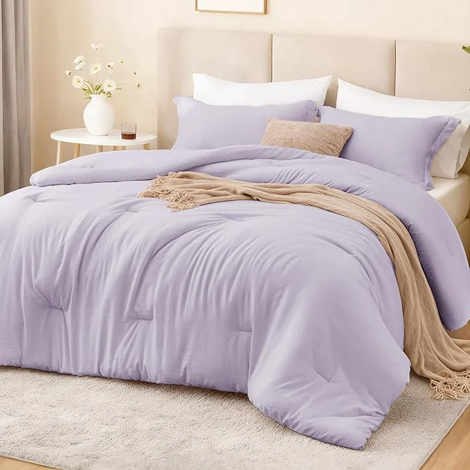 Flexible Love’s cabin Lavender Full Comforter Set 3-Piece Prewashed Bed Set Secure