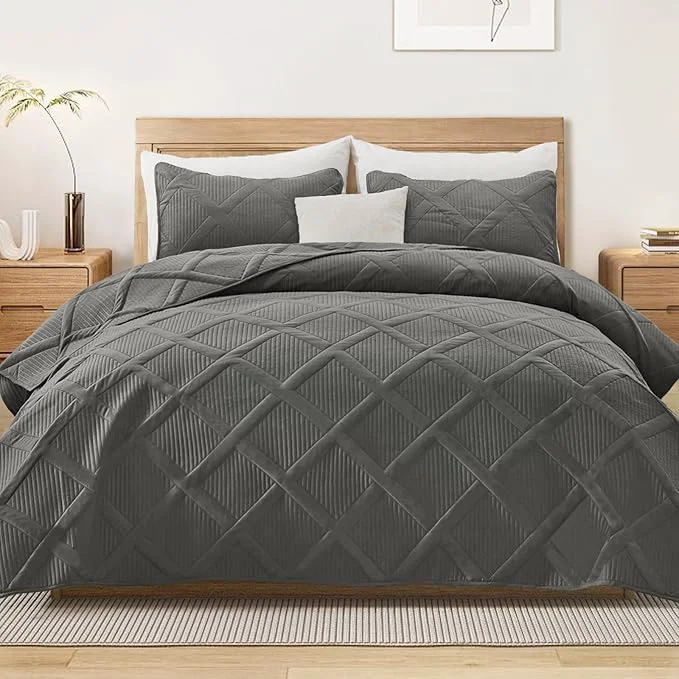 Refined Exclusivo Mezcla Oversized King Quilt Set- Grey Cal King Quilts Bedding Set Advanced