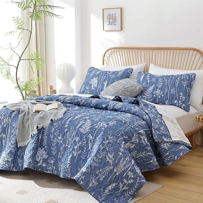 Lightweight JANZAA Twin Quilt Infinity Blue Quilt Bed Spread Boho Quilt Luxury