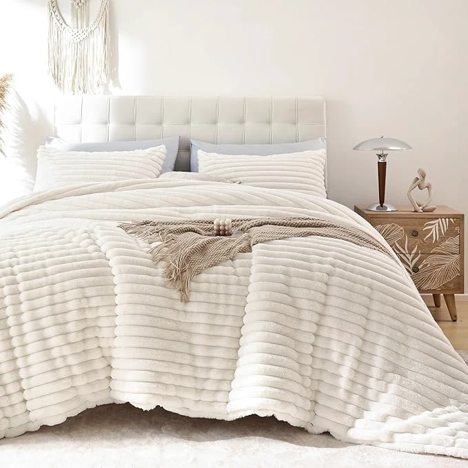 Smart Smoofy Fluffy Queen Comforter Set 3 Pieces Quality