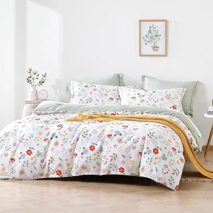 Relaxed LEMIROE Botanical Cotton Comforter Queen Size 3Pcs First-Class