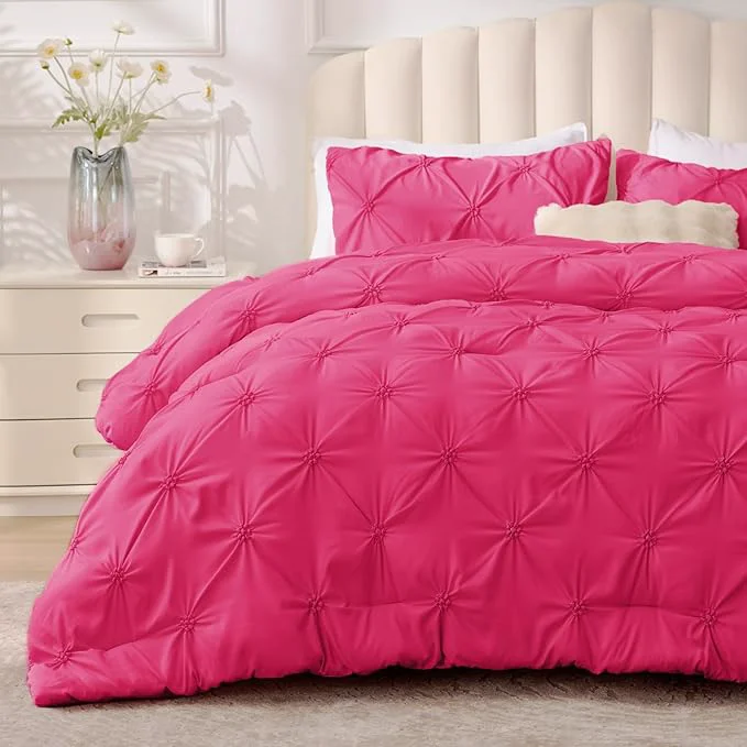 High-Quality BEDELITE Hot Pink Queen Comforter Set Traditional