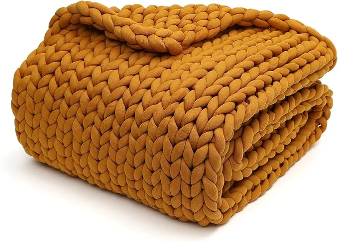 Outstanding YnM Knitted Weighted Blanket Handmade Chunky Knitted Design Soft and Cozy Effective