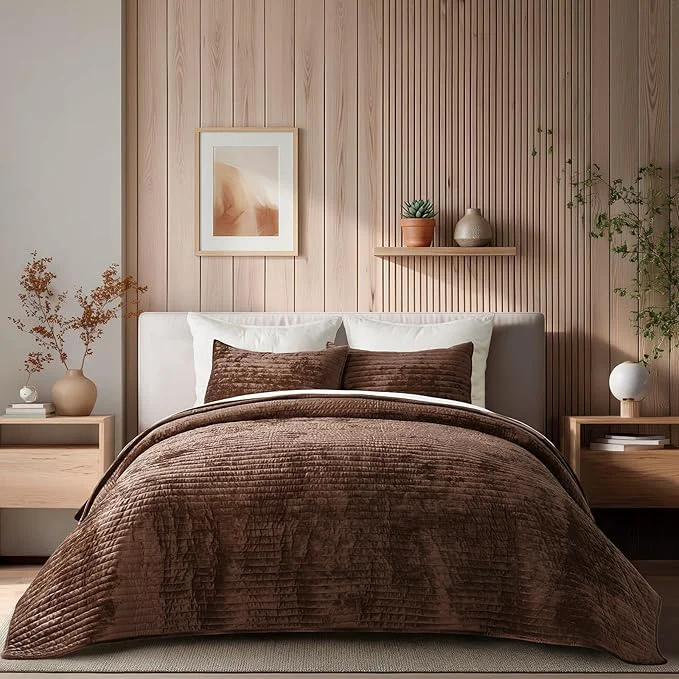 First-Class EVERGRACE Velvet Quilt Set California King 118” x 106” Luxurious Soft Advanced