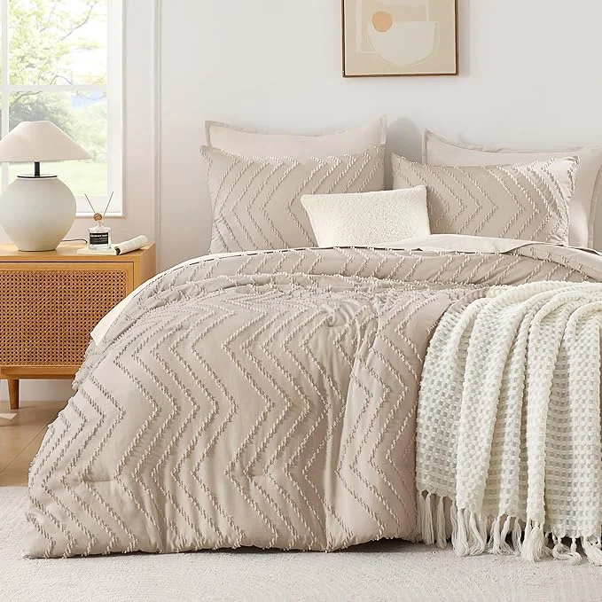 Stylish Andency Khaki Oversized King Comforter Set 120×98 Boho Oversize King Soft Warm Practical