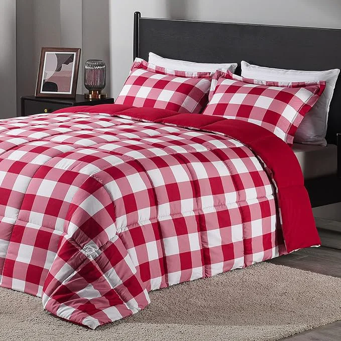 High-Grade downluxe Lightweight Plaid Comforter Set Practical