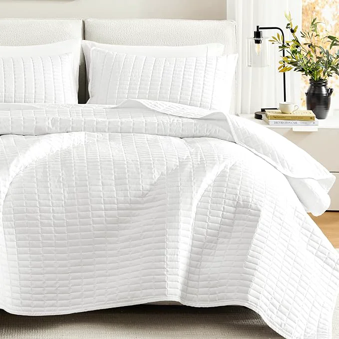 Smart Comfort Spaces Kienna Quilt Set- Double Sided Stitching Design Summer Blanket Clean